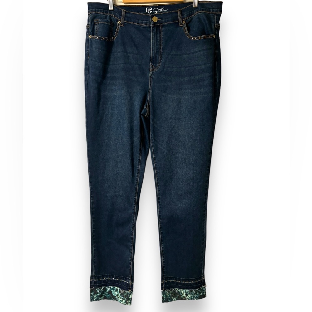 DG2 by Diane Gilman New Classic Stretch Studded Skinny Jeans Dark Wash